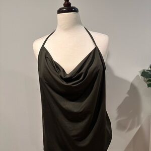 Fabletics Backless Halter Dress in Dark Green